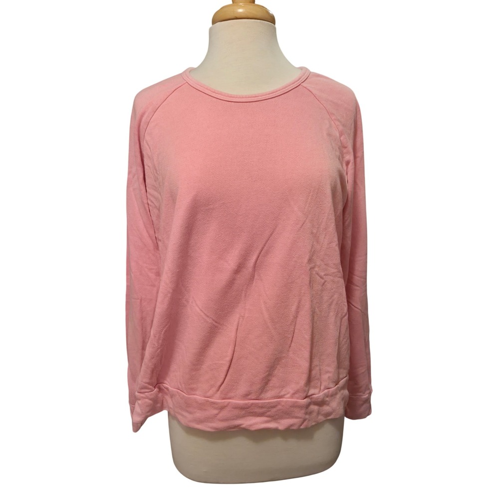 Sundry Womens Pink French Terry Raglan Sleeve Crewneck Sweatshirt Size 4 L